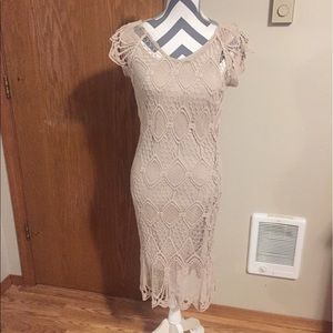 It's Pink Tan Lace Dress