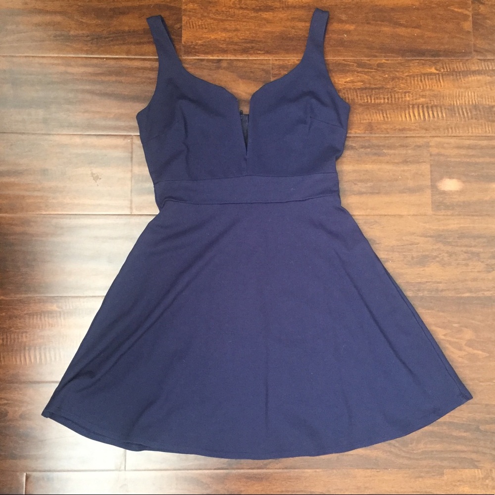 Foreign Exchange Navy Blue Small V-Neck Dress