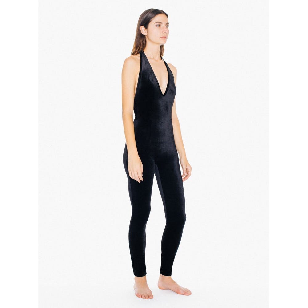 New! American Apparel Velvet Halter Catsuit XS - Picture 2 of 3