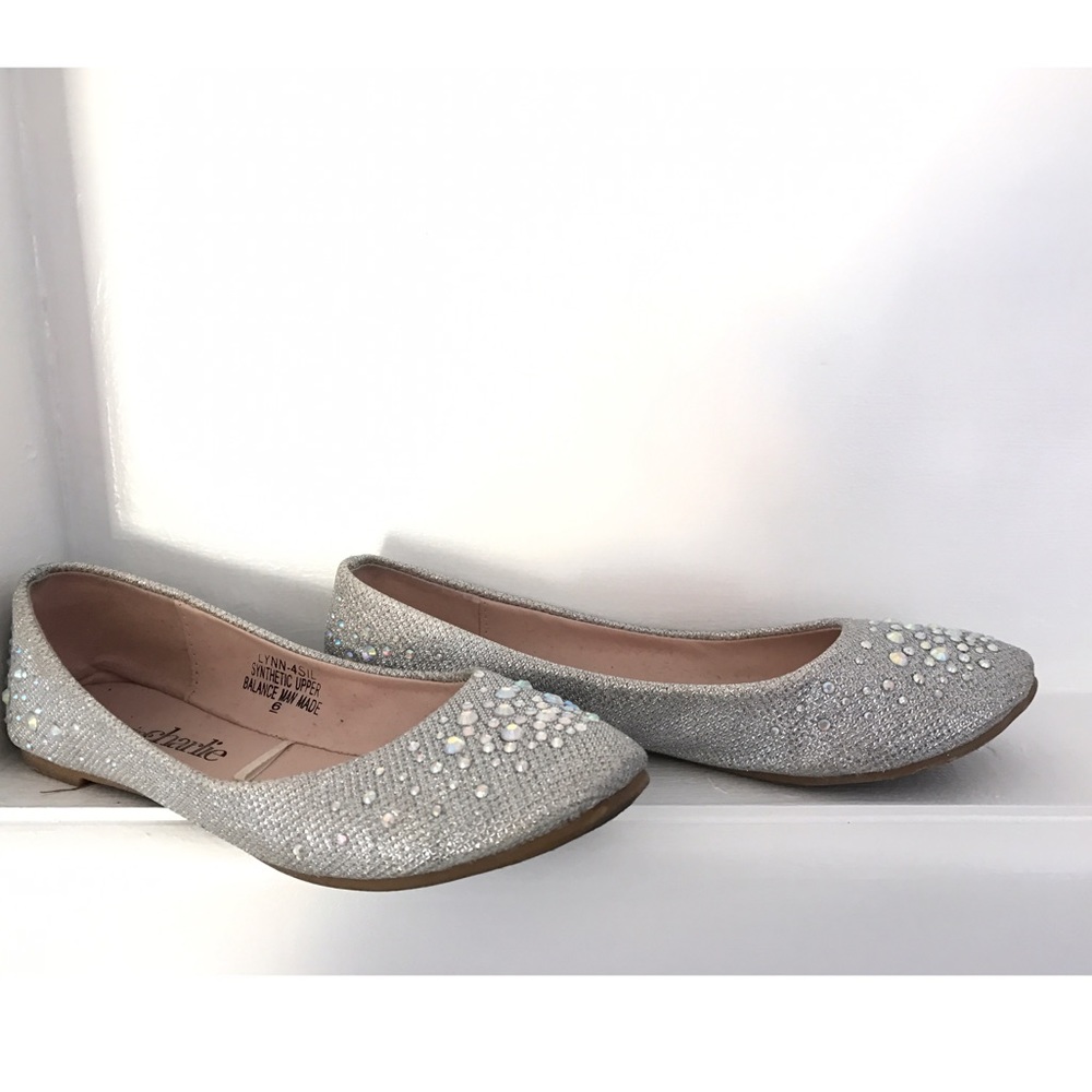 Silver Rhinestone Flats
