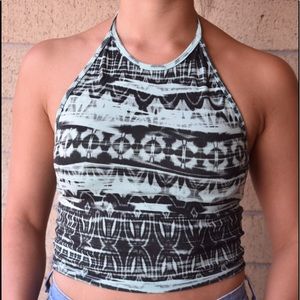 Green crop top, halter