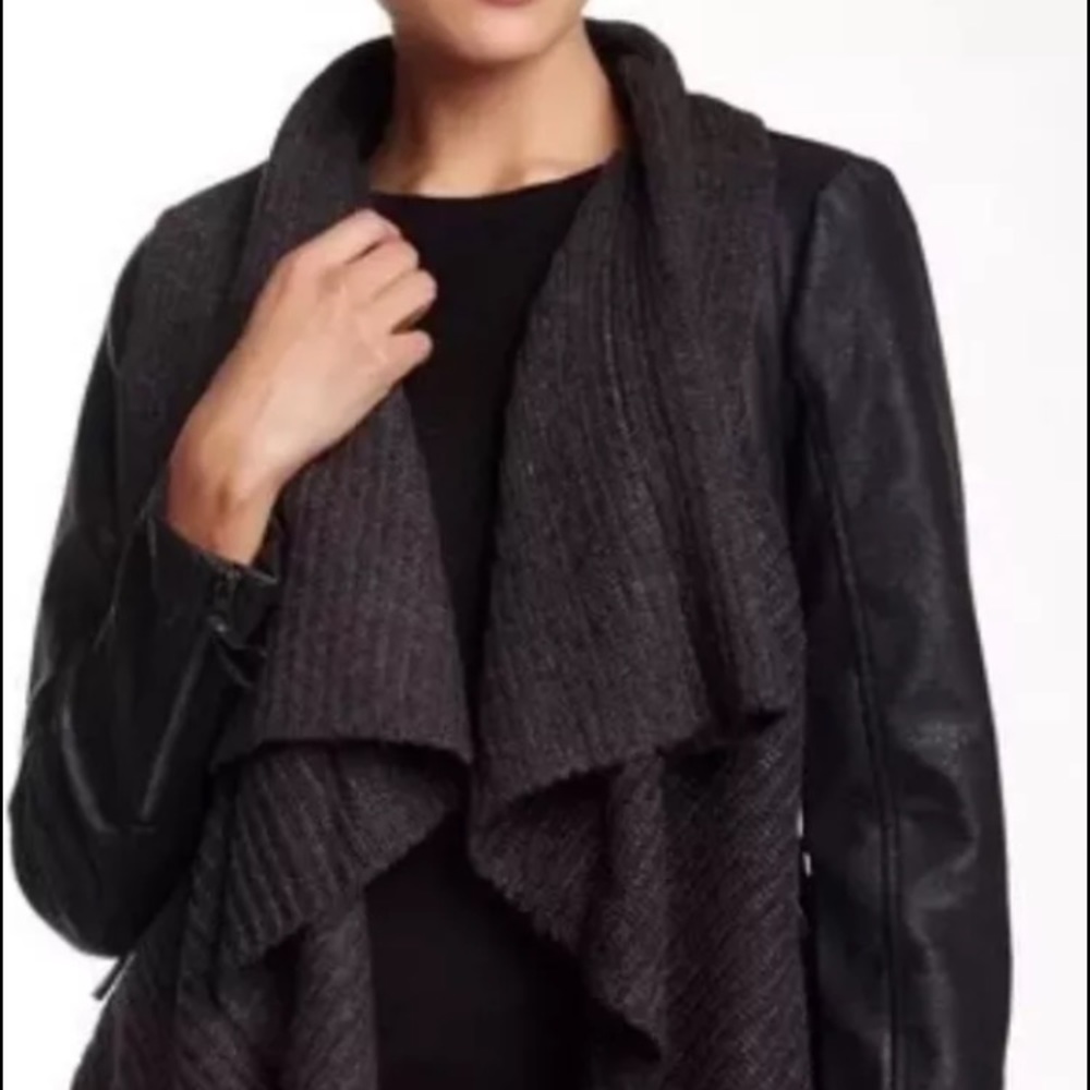 BNCI By blanc noir sweater faux leather jacket!!!