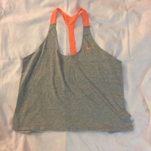 NIKE razor back running tank - grey/orange