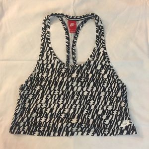 NIKE razor back running cropped tank - black