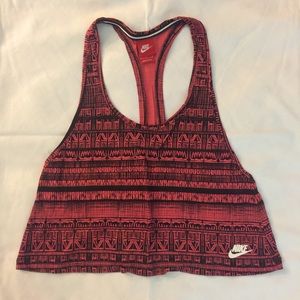 NIKE razor back running cropped tank - red