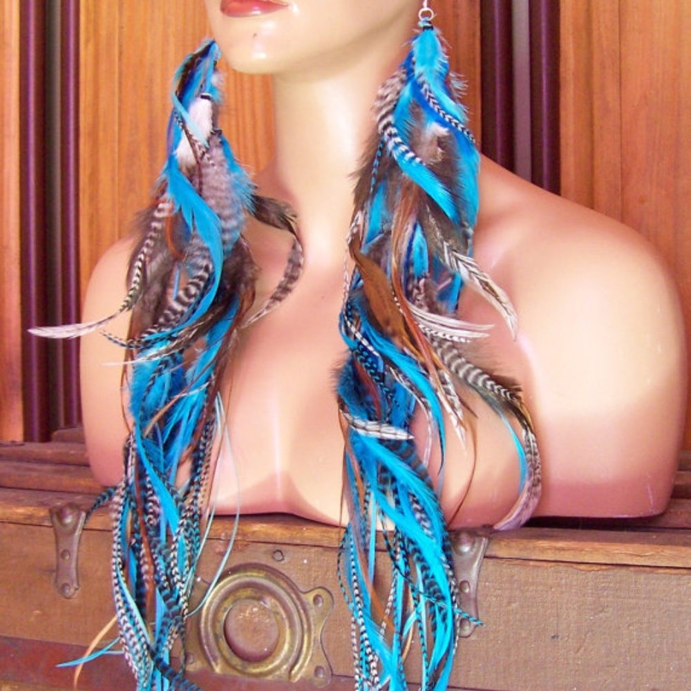 Handmade New Long Feather Earrings