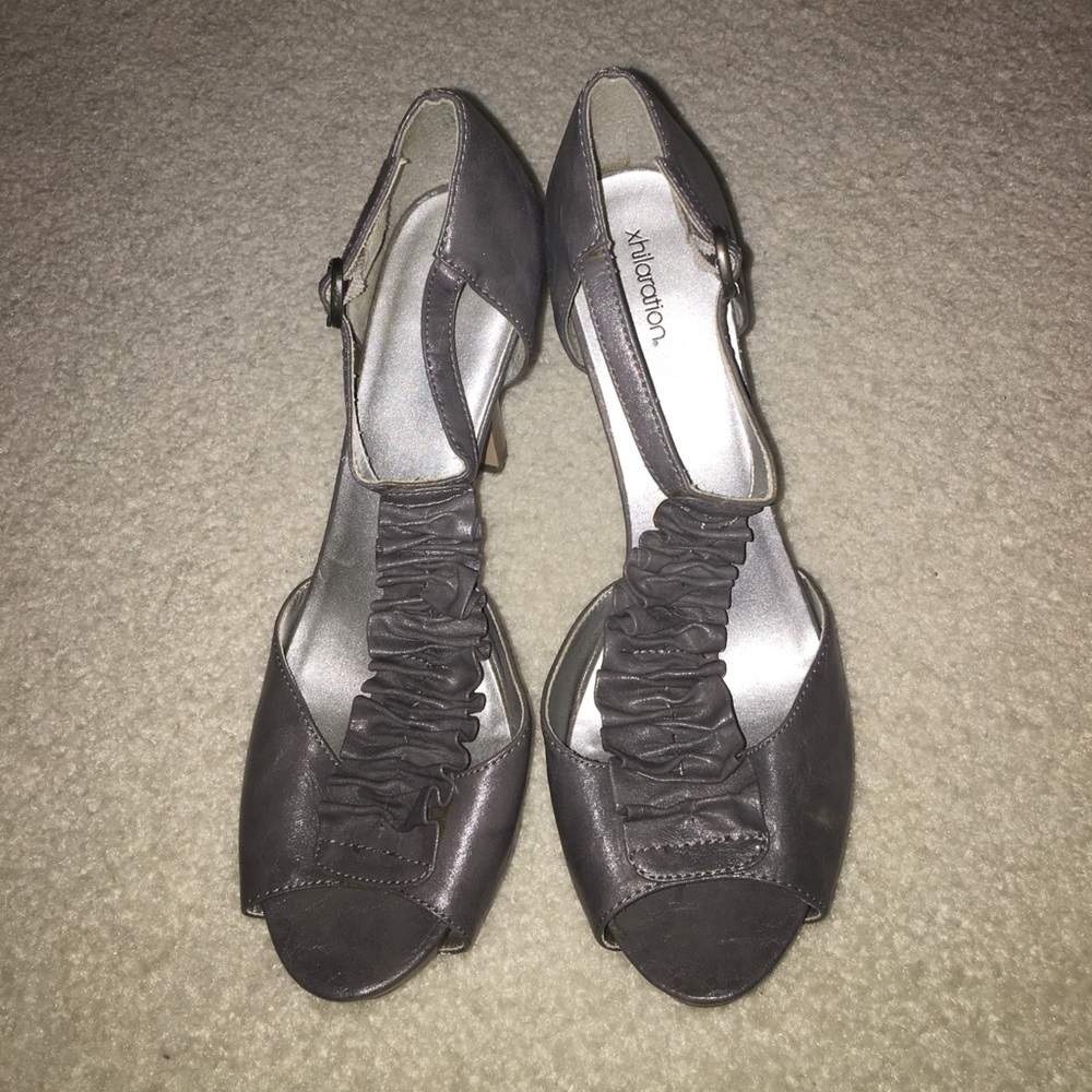 Grey Ruffle High Heels