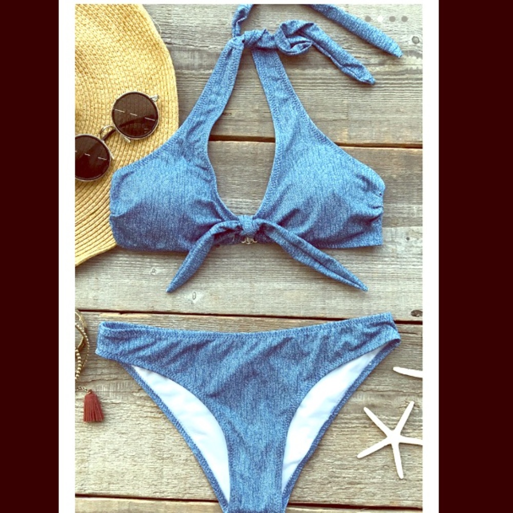 Perfect denim style halter bikini from Cupshe