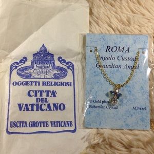 Baby boy blue guardian angel necklace.