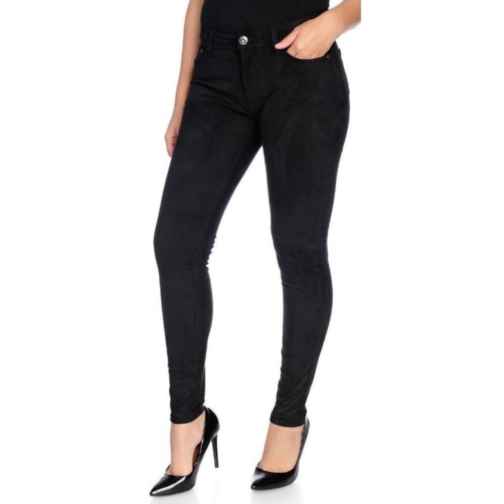 Faux suede skinny high rise pants