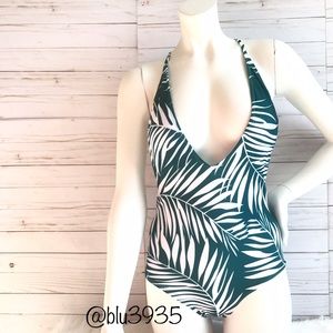 JUST InPalm tree one piece Teal Swim