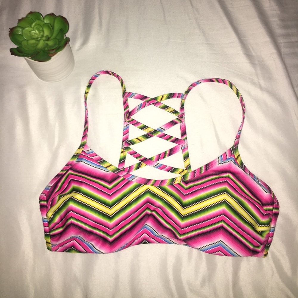 chevron pattern bathing suit.