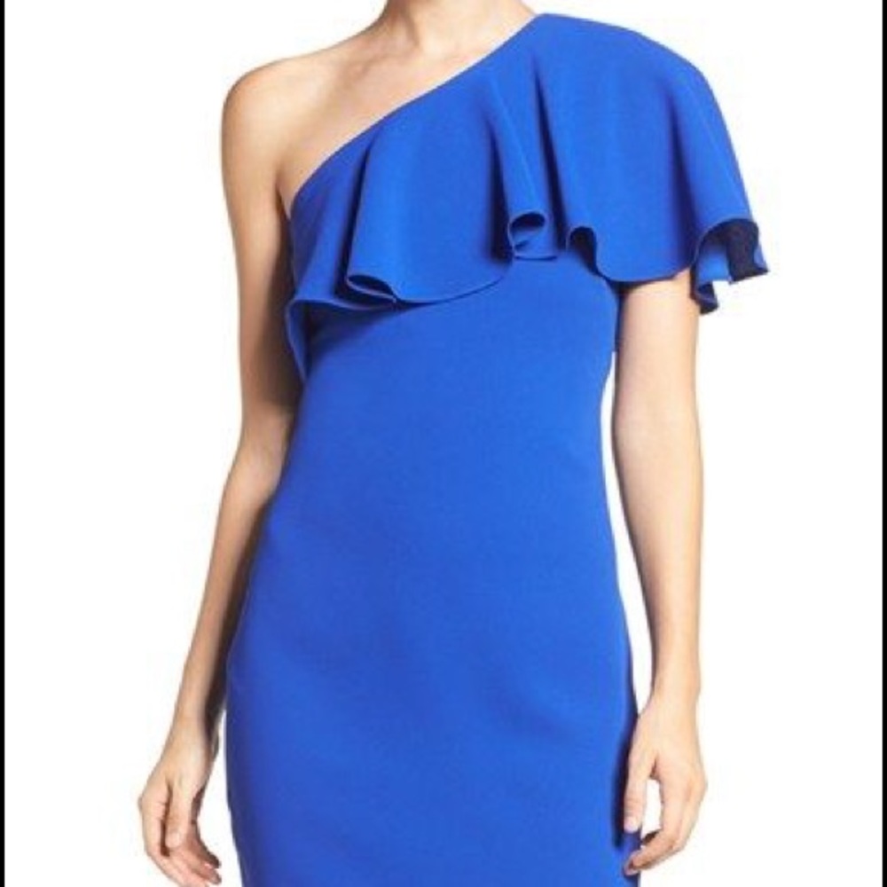 Vince Camuto Blue ruffled one shoulder dress