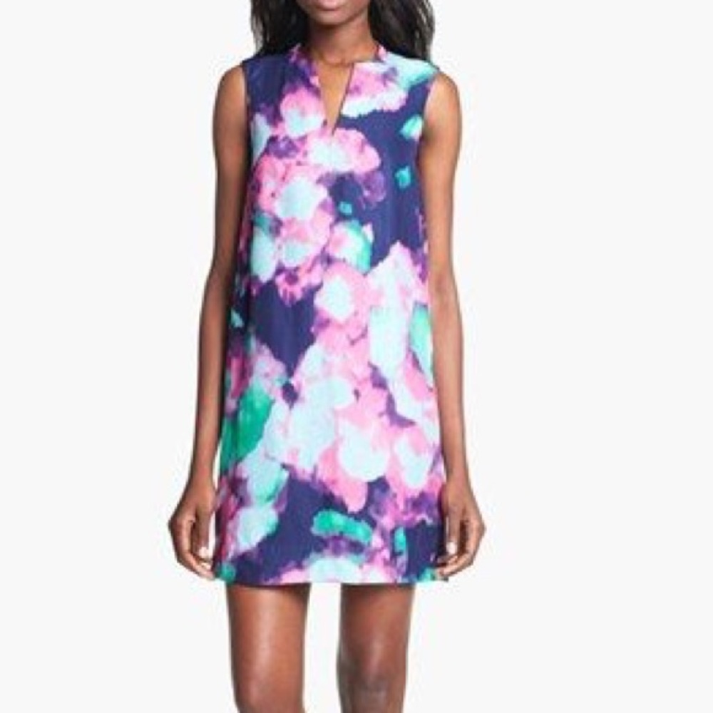 Kate Spade Abstract Floral Shift Dress Purple Pink