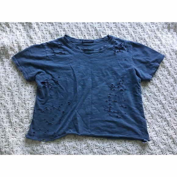 Brandy Melville Tops - Brandy Melville blue distressed t-shirt