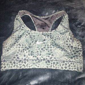 green/blue nike patterned sports bra size small