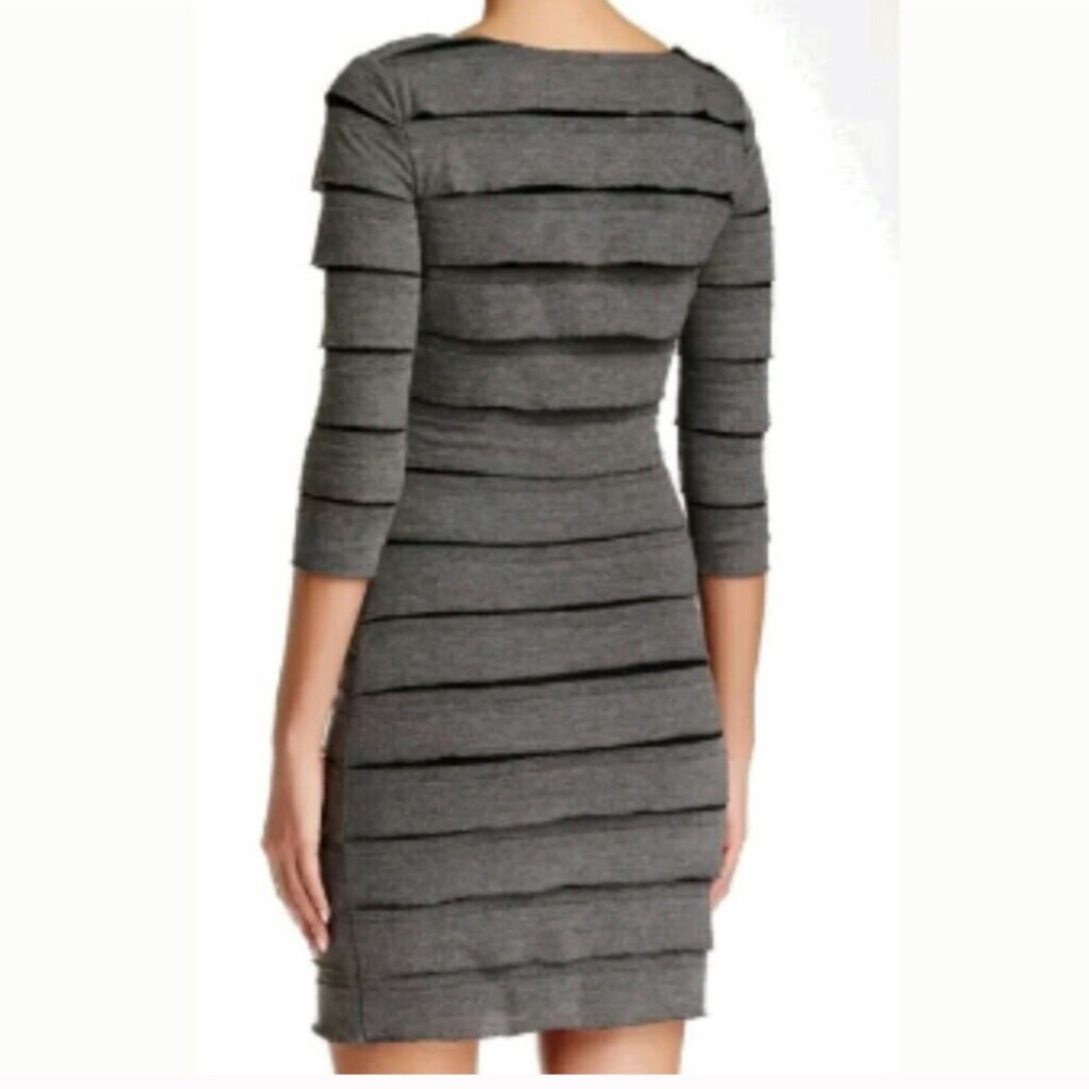 NWT Max Studio Grey Layered 3/4 sleeve dress S - Picture 2 of 7