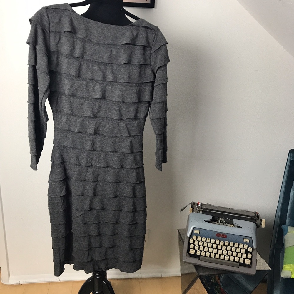 NWT Max Studio Grey Layered 3/4 sleeve dress S - Picture 7 of 7