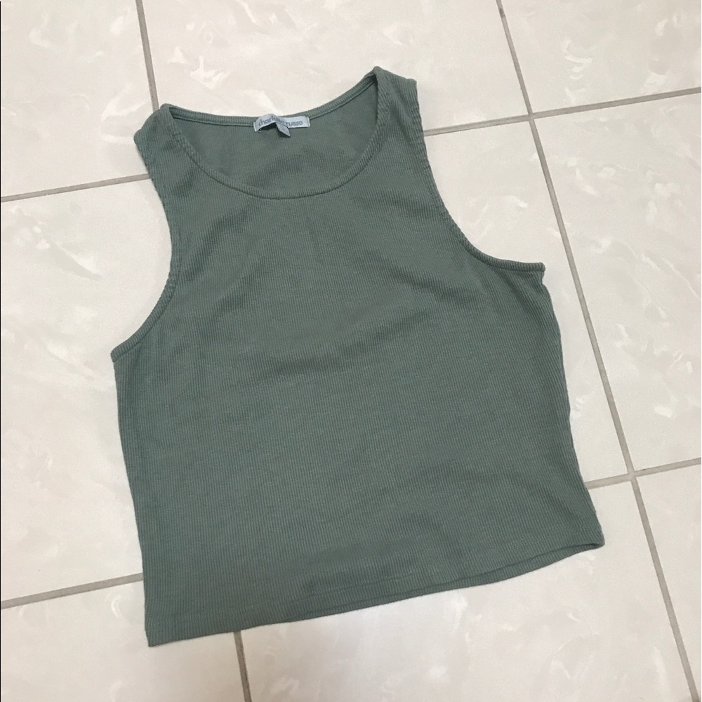 Army green sleeveless crop top