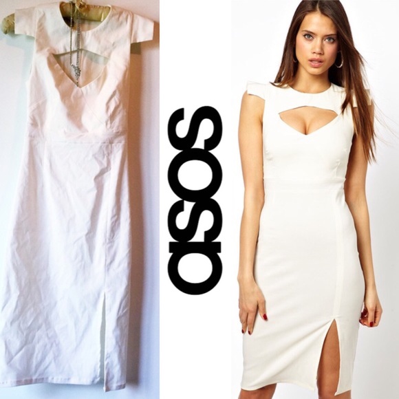 Asos Dresses & Skirts - . {VESPRA from ASOS} white bodycon cutout dress 6