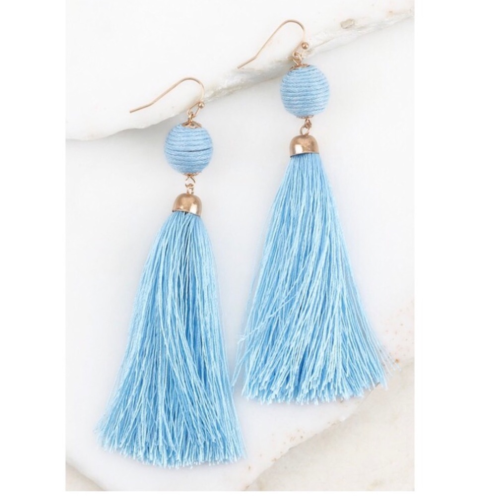 Blue Tassel Earrings - Picture 1 of 1
