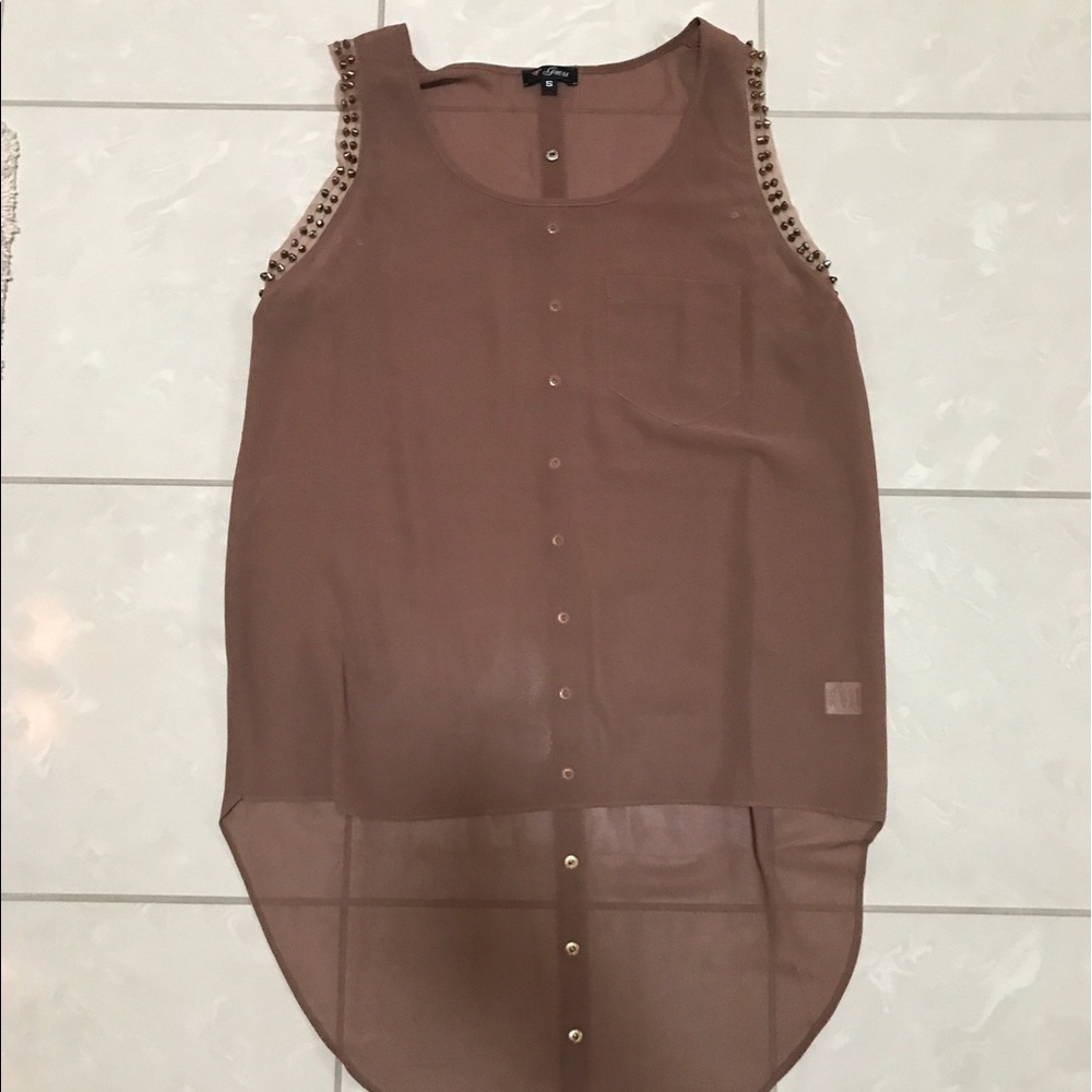 High low tank with gold studded arms