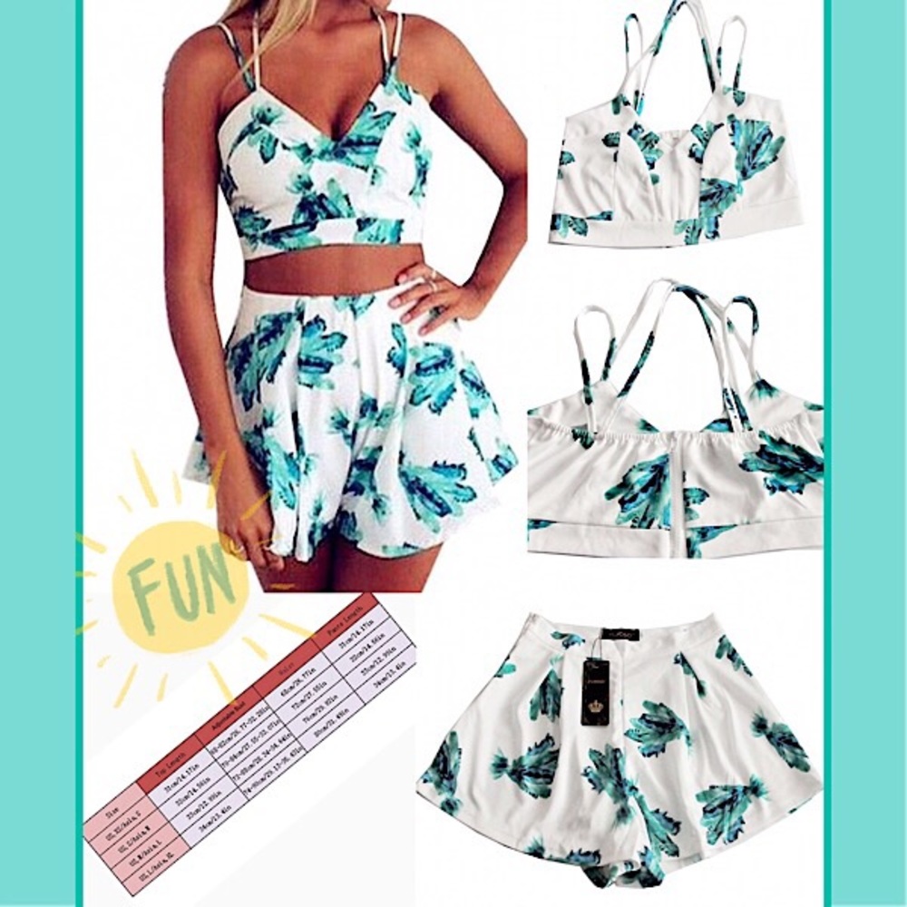 Floral Print Crop Top/Shorts Romper