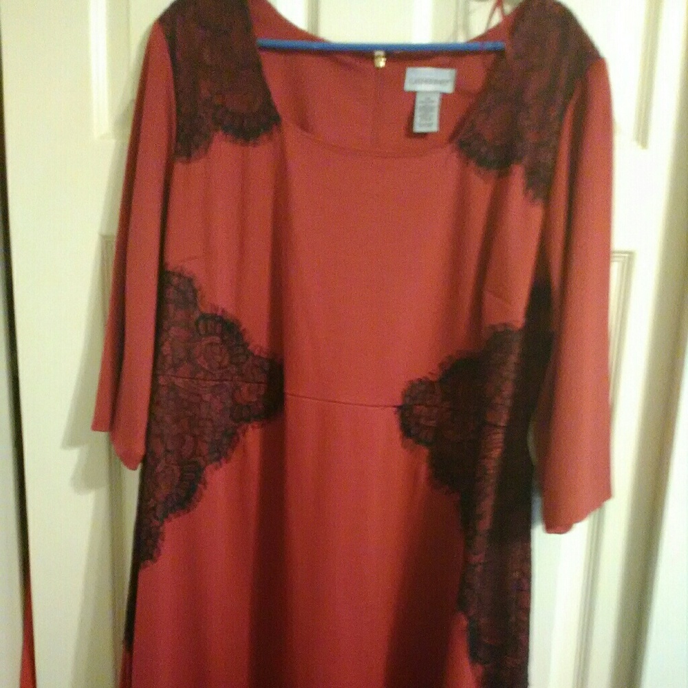 Red dress black lace