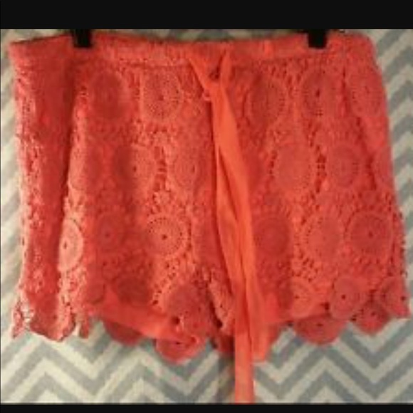 CAVALINI Red Crochet Lace Shorts w Ribbon Tie SO-7 - Picture 2 of 6