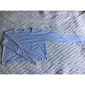 F21 sky blue cropped long-sleeved top