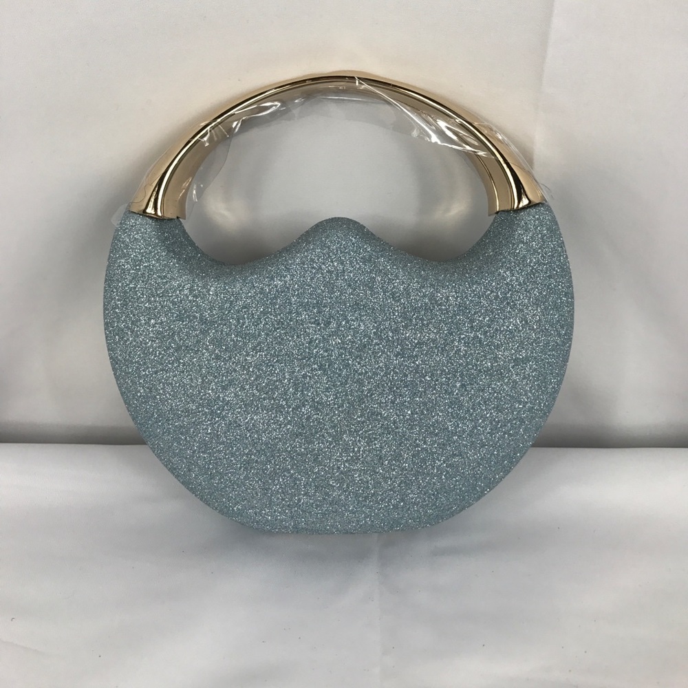 EVENING PURSE METALLIC GRAYISH,GOLD PLATED HANDLE