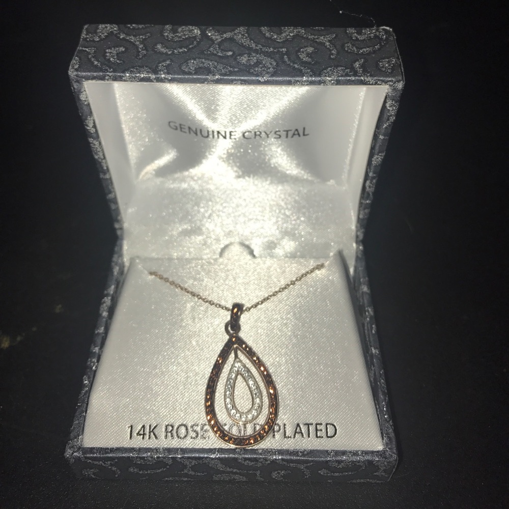 14k rose gold plated teardrop necklace