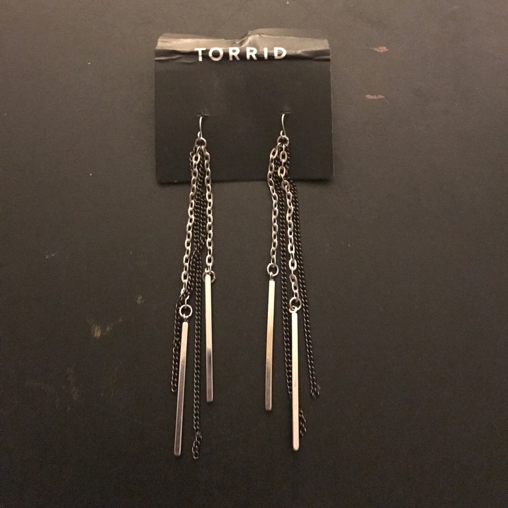 Fun long dangle two tone earrings