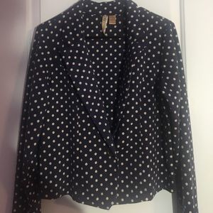 Navy blue and white polka dot blazer