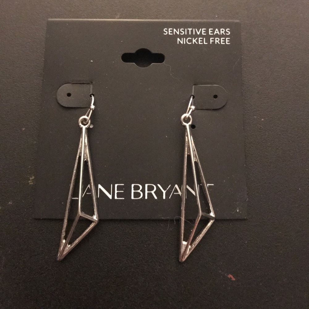 Lane Bryant silver triangle dangle earrings