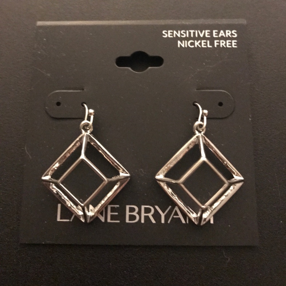 Lane Bryant silver geometric diamond earrings