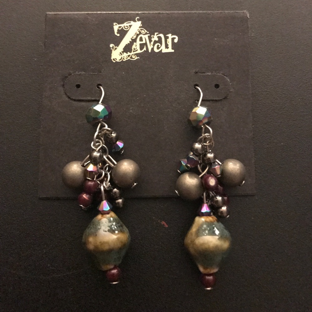 Funky multicolor iridescent dangle bead earrings