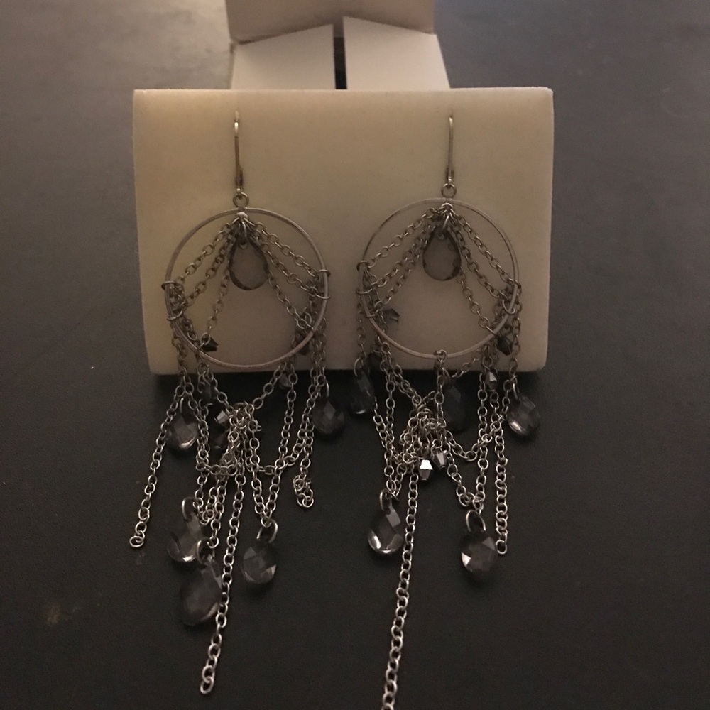 Dream catcher silver hoop jewel earrings