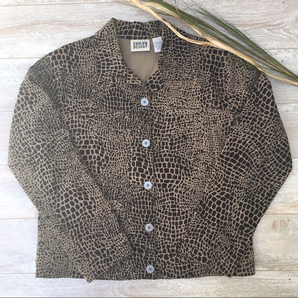 Chico's Design Alligator Print Long Sleeve Jacket