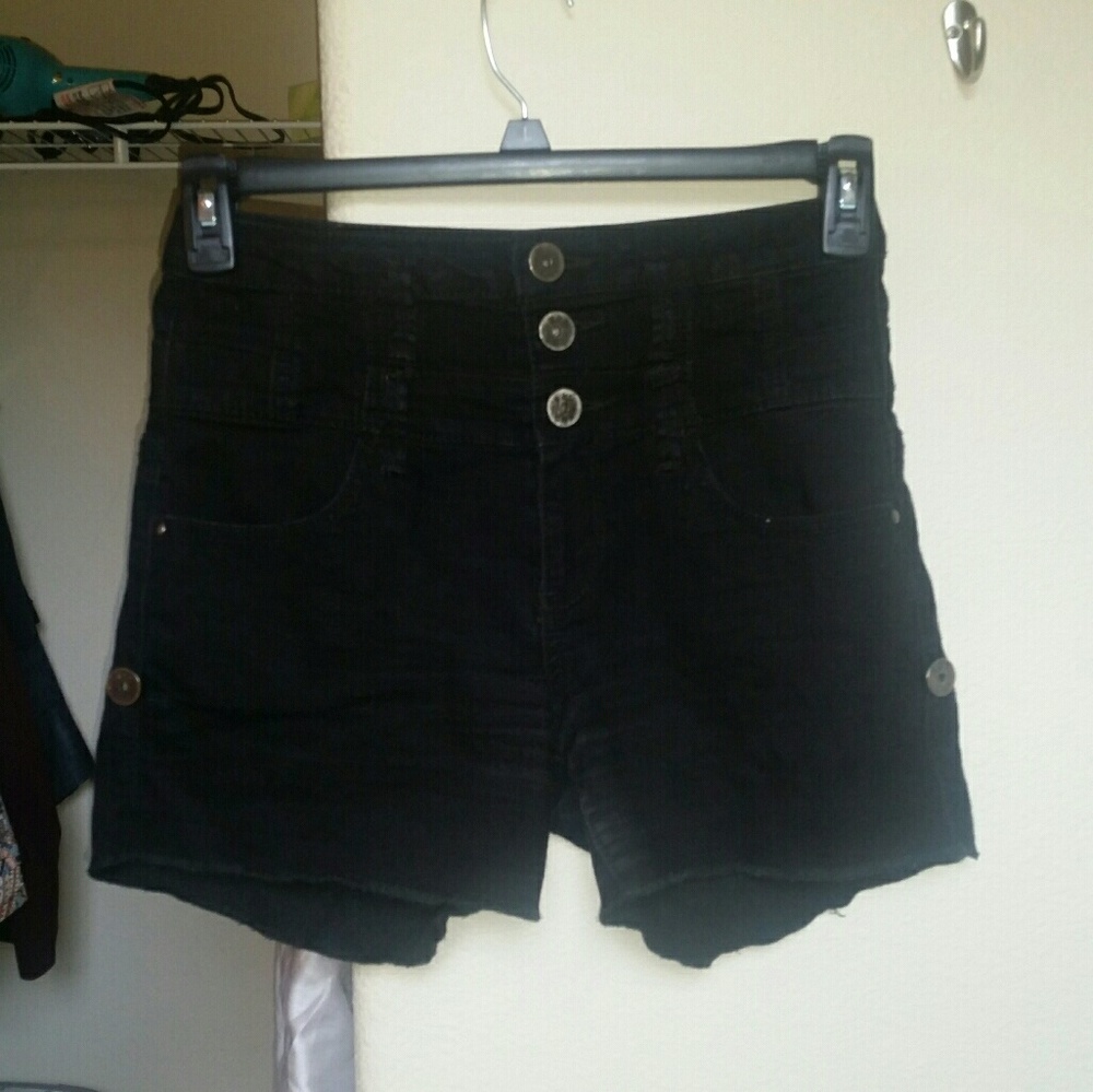 Black three button shorts