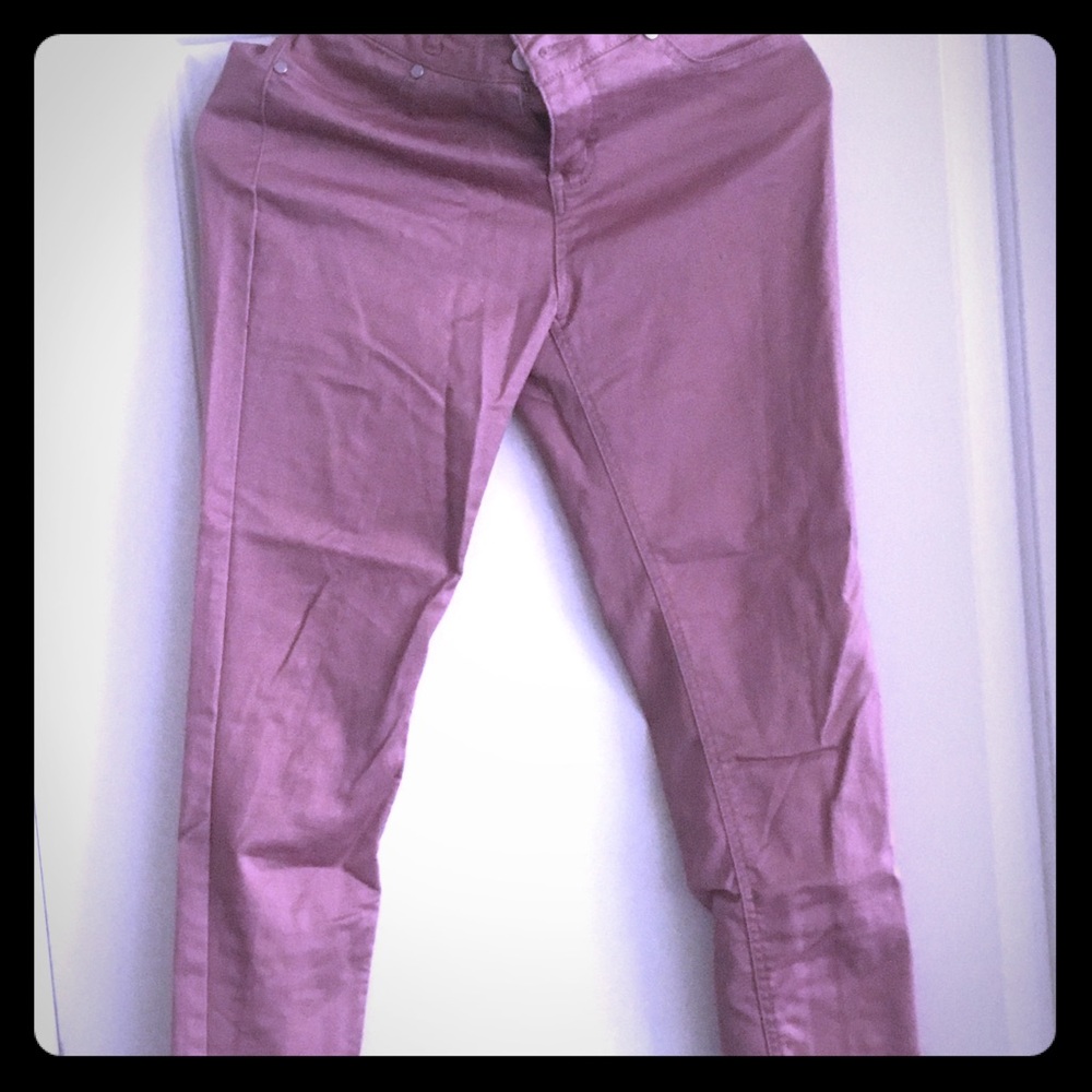 Blush colored skinny pants
