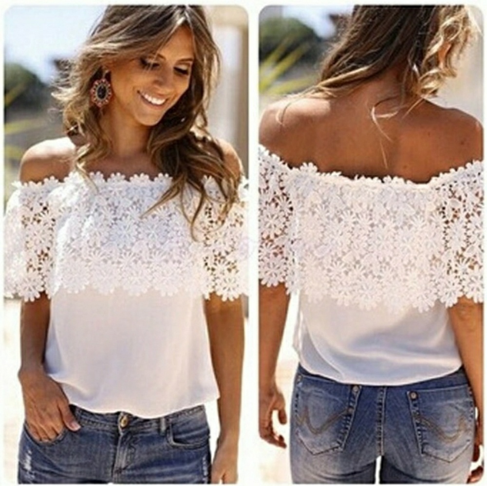 Sexy Off Shoulder Lace Crochet Blouse