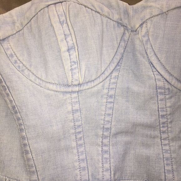 Strapless Eyelet Chambray Peplum Corset - Picture 6 of 8