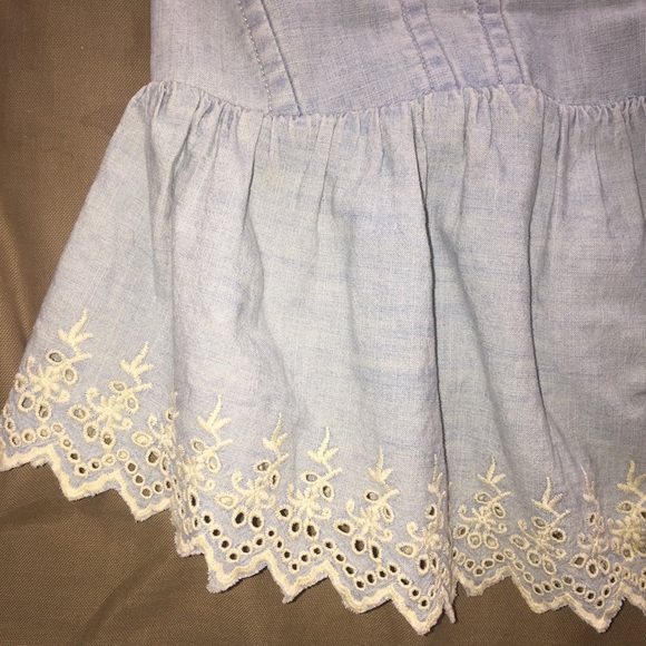 Strapless Eyelet Chambray Peplum Corset - Picture 7 of 8