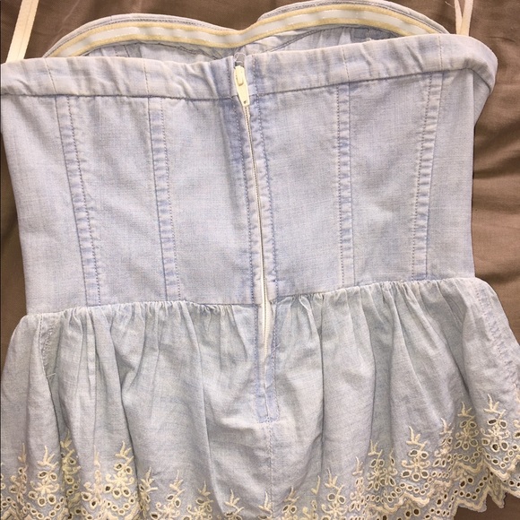 Strapless Eyelet Chambray Peplum Corset - Picture 8 of 8