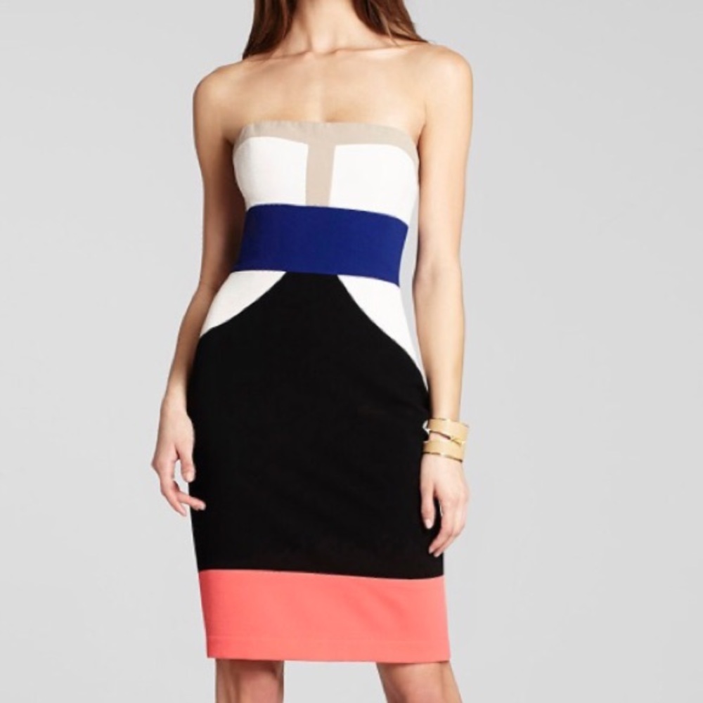 BCBG colorblock strapless dress