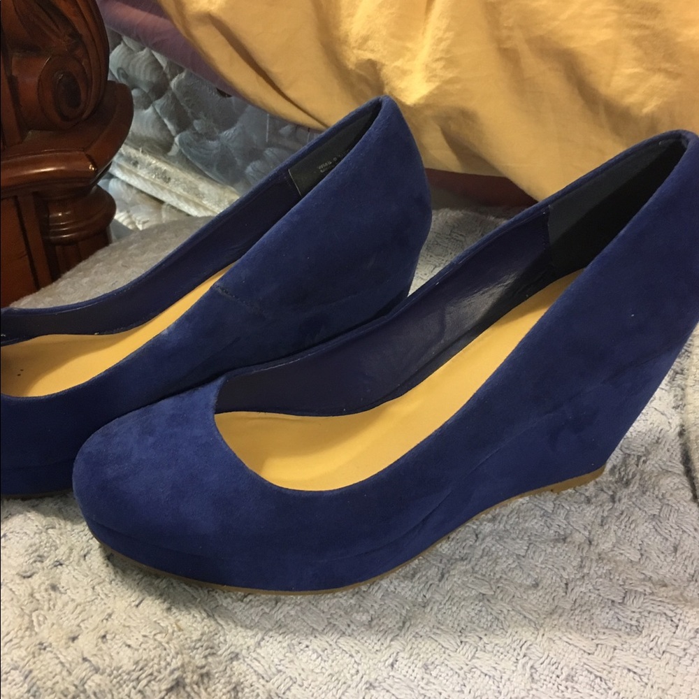 Beautiful royal blue wedges suede