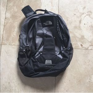 North face black and grey backpack