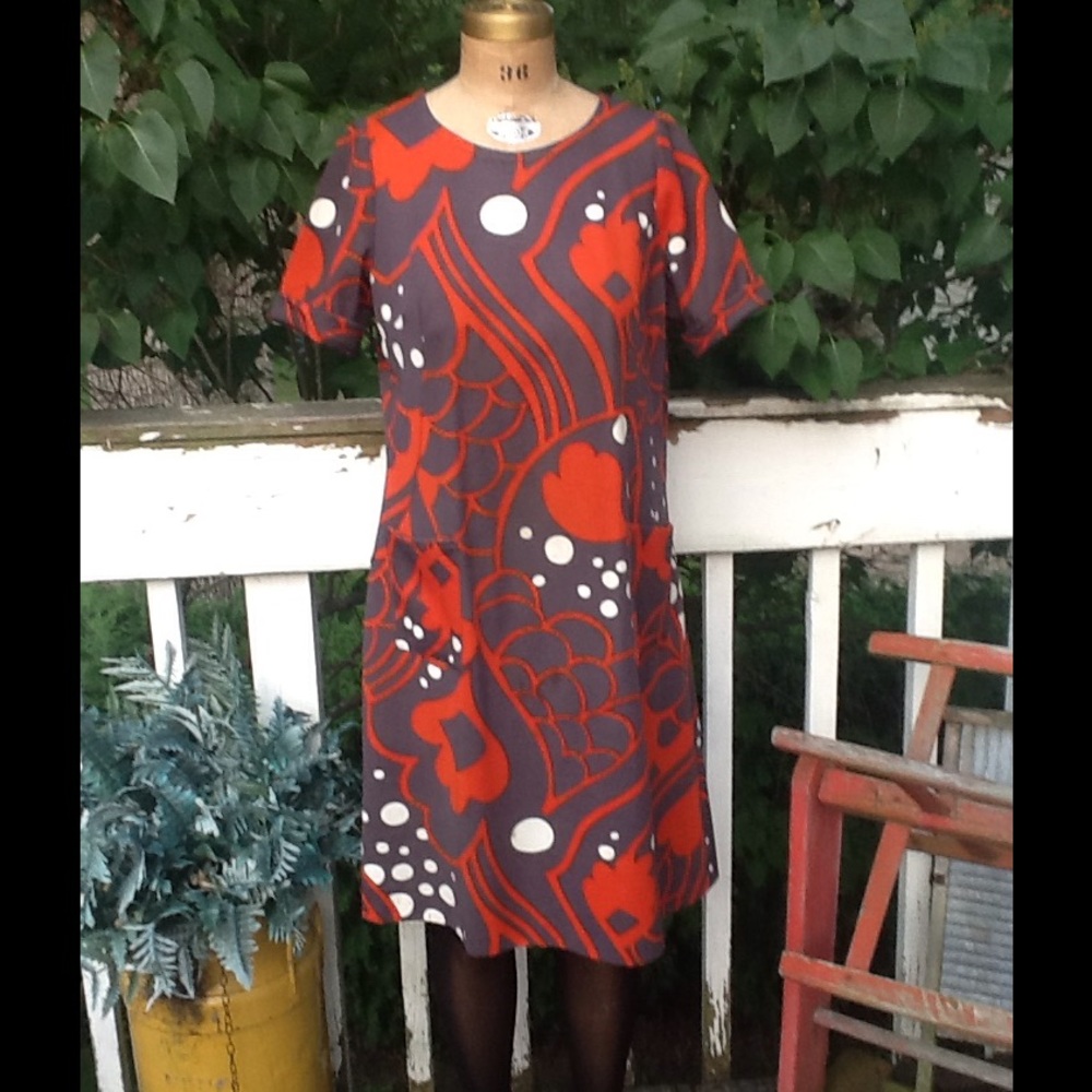 VTG 60s Graphic Bold Print Twiggy Dress