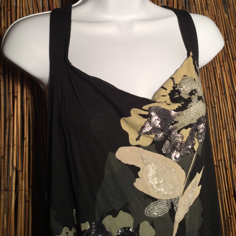Express tank top black tan glittery M 💕SALE